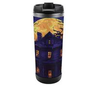 Haunted House and Moon 12oz Coffee Cup Travel Mug Stainless Steel Double Walled Insulated Tumbler with Lid