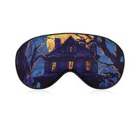 Haunted House and Moon Sleep Mask Eye Cover for Sleeping Men Women Light Blocking Travel Blindfold