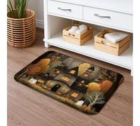 Haunted House Autumn Quick Dry Bath Mat, Vintage Spooky Absorbent Non Slip Shower Mat, Halloween Memory Foam Washable Bath Rugs for Bathroom Decorative 20x32 Inch