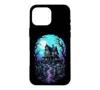 Haunted House Blood Moon Dark Aesthetic Woodcut Art Case for iPhone 16 Pro Max