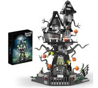 Haunted House Building Blocks Set, 598PCS Halloween Vampire Treehouse Building Bricks Kit, Spooky Ghost Castle House Model with Pumpkin Lantern, Movable Details, Great Decor Gift for Man Woman Adults