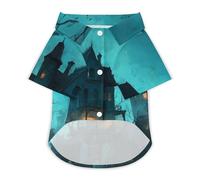 Haunted House Classic Dog Clothes Cat Shirt Puppy Costume Button Tshirt Summer