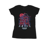 Haunted House Cotton T-Shirt Stranger Things Black XXL