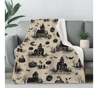 Haunted House Fall Throw Blanket for Couch, Spooky Pumpkin Bat Fleece Blanket for Bed, Halloween Decor Cozy Blankets 40"x60" Soft Warm Lightweight for All Season Camping Travel Picnic