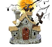 Haunted House Figure: Animated Haunted House With Lights And Sounds, Spooky Mini Screen | Motion Sensor Activated Effects, Tabletop Halloween Prop, Miniature Powered By BA