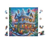Haunted House Glowing 100-piece Jigsaw Puzzle Set Family Puzzle Lovers Brain Training Indoor Game Family Game Night Summer Gift Durable Board 28x28cm
