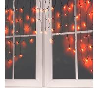 Haunted House Halloween 100 LED Curtain Light - Orange
