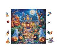 Haunted House Halloween 100 Pc Classic Jigsaw Puzzle Puzzle for Adults Hard Challenging Hobby Home Decor Poster Recycled Material 28x28cm