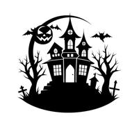 Haunted House Horrors Await You Vinyl Wall Stickers 42x43.5cm Self Adhesive Black