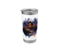 Haunted House in the Forest Dark and Spooky Stainless Steel Insulated Tumbler