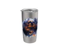 Haunted House in the Forest Dark and Spooky Stainless Steel Insulated Tumbler