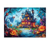 Haunted House Jigsaw Puzzle - 1000 Piece Puzzle | Halloween Horror Theme With Detailed Artwork, Creative Family Activity For Kids, Teens, Group Games, Seasonal Holiday Fun, And Party Decoration