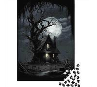 Haunted House Jigsaw Puzzle for Adults 1000 Piece Jigsaw Puzzle Moonlit Night Puzzle Game for Family Relaxation 70x50cm/1000pcs
