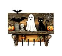 Haunted House Key Hanger, Vintage Gothic Wall Decor with Hooks