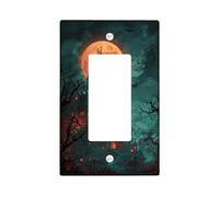 Haunted House Light Switch Cover Plates/Outlet Covers, Dark Green Spooky Design for Halloween Decor, Thermoplastic Wall Plates, Standard Size Single Rocker