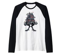 Haunted House on Monster Legs Horror Gothic Art Raglan Baseball Tee