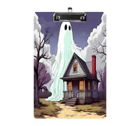 Haunted House Print Acrylic Clipboard 8.5 X 12.5 Inches | Lightweight A4 Clipboards with Pen Holder for Office, Students, Nurses, Teacher, Students,Women, Men, Girls, Boys