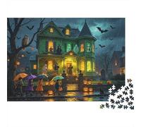 Haunted House Puzzle for Adults 1000Pc Recyclable Spooky Halloween Jigsaw Puzzles Interesting Family Game Props Fun Present for Holiday Blessings Gift 38x26cm/1000pcs