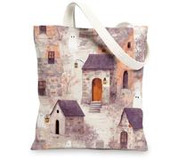 Haunted House Rustic Ghost Canvas Tote Bags Eco-Friendly Shopping Bags Vintage Art Lightweight Washable, various, 13x15 Inch