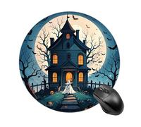 Haunted House Tree Witch Halloween Round Mouse Pad Funny Mousepad with Non-Slip Rubber Base 7.8 Inch Waterproof Office Mouse Pad Premium Textured for Laptop Computer