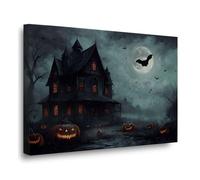 Haunted House Wall Art Witch House Art Print Spooky poster Dark Academia Halloween Decor High Resolution Oil Painting Canvas Wall Decor 20x30cm-Framed