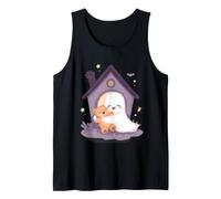 Haunted House with Smiling Ghosts Funny Unisex Design tee Tank Top