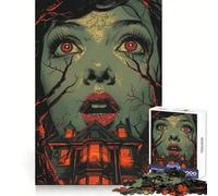 Haunted House with Terrified Woman And Glowing Eyes Jigsaw 1000 Pieces for Adults Calm Daily True Detail Joyful Challenge Perfect Art (50x75cm)