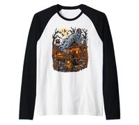 Haunted Hunting Camp Duck Hunter Ghost Halloween Raglan Baseball Tee