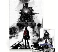 Haunted Ink Train Jigsaw Puzzle 1000 Pieces Recall Boost Smooth Connection Real Challenge Birthday Idea (38x26cm)