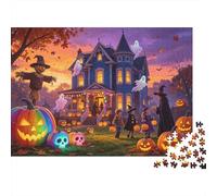 Haunted Jigsaw Puzzle 1000 Piece Recyclable Material Halloween House Puzzles for Elderly Relieve Senile Dementia Fun Activity Great Gift Idea 38x26cm/1000pcs