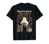 Haunted Library Aunt Spooky Bookworm Ghost Reading Books Value Graphic T-Shirt