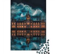 Haunted Manor Jigsaw Puzzles 1000 Piece Recycled Paper Water ReflectionPuzzle for Adults Jigsaw Puzzle Educational Game Challenge Family Game Birthday Gifts 52x38cm/1000pcs