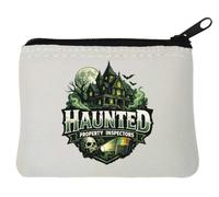 Haunted Mansion and Ghostly Investigation Scene Neoprene Coin Purse Pouch 10x11cm White