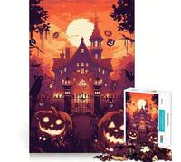 Haunted Mansion Halloween Jigsaw 1000 Pieces for Teenagers Logic Exercise Clean Connection Family Fun (38x26cm)