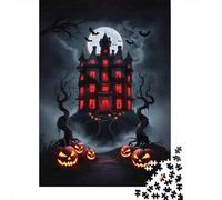 Haunted Mansion Halloween Puzzle Family Fun 100% Recycled Cardboard Jigsaw Puzzle for Kids And Adults Age 12 Years Up 500pcs (52x38cm)