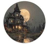 Haunted Mansion Jigsaw 1000 Piece Round Puzzle Gothic Horror Style Jigsaw Puzzle Impossible Puzzle For Adults 1000pcs (67.5x67.5cm)