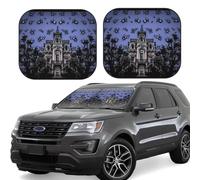 Haunted Mansion Print Car Sun Shade Windshield 2-Piece Foldable Front Windshield Sun Visor Sunshade for Car Windshield, M