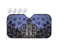 Haunted Mansion Print Car Windshield Sun Shade for Car Truck SUVs, Aluminum Foil Auto Front Window Sun Visor Sun Heat Protection Sunshade with 2 holes, M