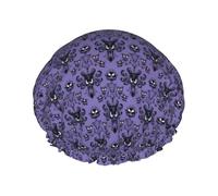 Haunted Mansion Print Double Layer Shower Cap Reusable Lightweight And Soft Bath Hair Cap For Women