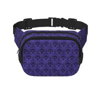 Haunted Mansion Print Fashion Waist Packs Square Layer Waist Bag Black Belt Bag with Adjustable Strap, Black, One Size