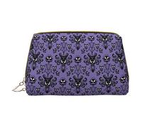 Haunted Mansion Printed Leather Makeup Bag for Women Girls - Small Portable Travel Cosmetic Organiser Toiletry Bag