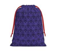 Haunted Mansion Printing Drawstring Gift Bag With Red Ribbon Soft Stylish For Christmas Halloween Fits Card Candies