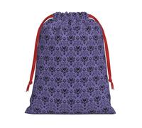Haunted Mansion Printing Drawstring Gift Bag With Red Ribbon Soft Stylish For Christmas Halloween Fits Card Candies