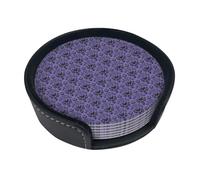 Haunted Mansion Round Pu Leather Coaster Set Of 6 Homes Kitchen Bars Coffee Beer Tea Mug Tabletop Protection