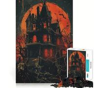 Haunted Mansion Under Blood Moon 1000 Teenager Pieces Jigsaw Puzzle Memory Fit Neat Thick Home Game (38x26cm)