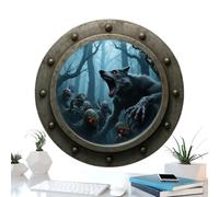 Haunted Owl Wall Art - Scary Ghost Window - Retro Scary Ox Ornament for Halloween Living Room Bathroom Bedroom Hallway