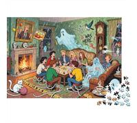 Haunted Parlor Game Gone Wrong Wooden Jigsaw Puzzle Waterproof 1000 Piece Puzzles for Adults Impossible Home Decoration