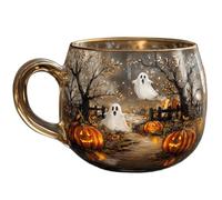 Haunted Path Halloween Mug, Cute Ghost Clear Glass, Coffee and Tea Glass Mug, Beautiful Halloween Ghosts Coffee Cup, Party Home Decoration, Spooky Gifts for Women, Girls, Family & Friends
