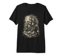 Haunted Pirate Ship Moonlit Ocean Premium T-Shirt