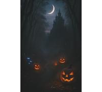 Haunted Pumpkin Under Crescent Moon Notebook: Spooky Halloween Writing Journal, Lined Pages for Notes, Ideas & Magic.